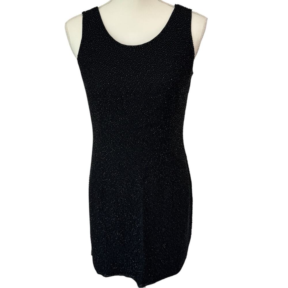 BIEFF BASIX Dress Womens 8 Black Beaded Short Cocktail Holiday Party LBD